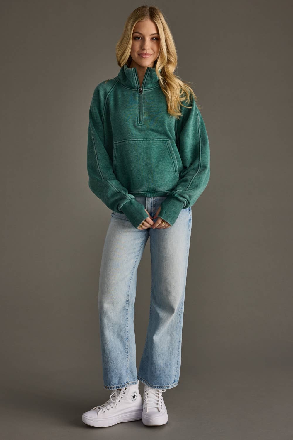 Green Quarter Zip Sweatshirt