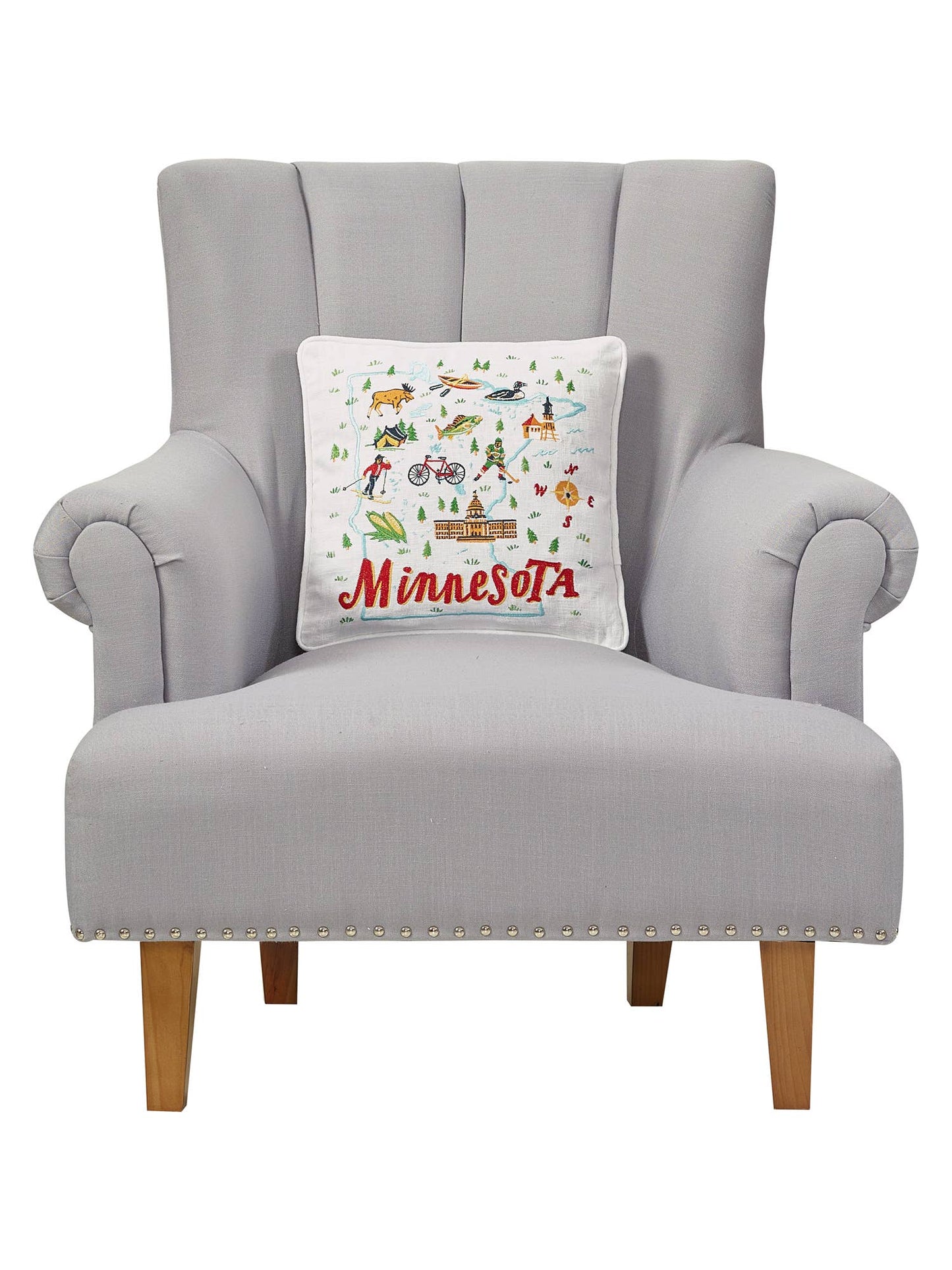 Minnesota Embroidered Pillow - Angela Staehling