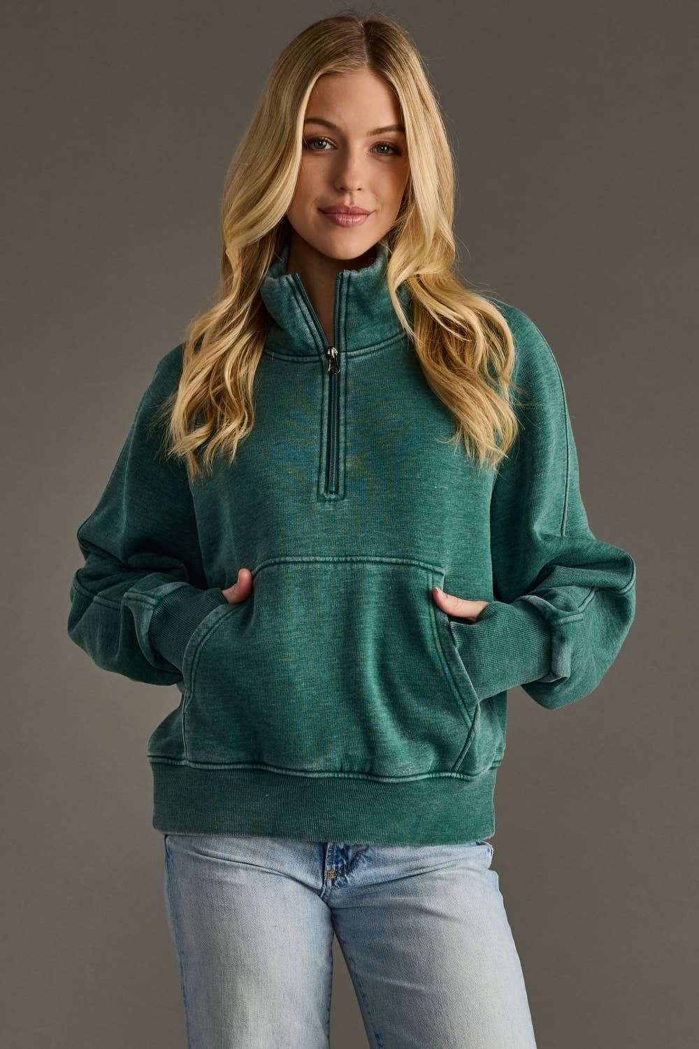 Green Quarter Zip Sweatshirt