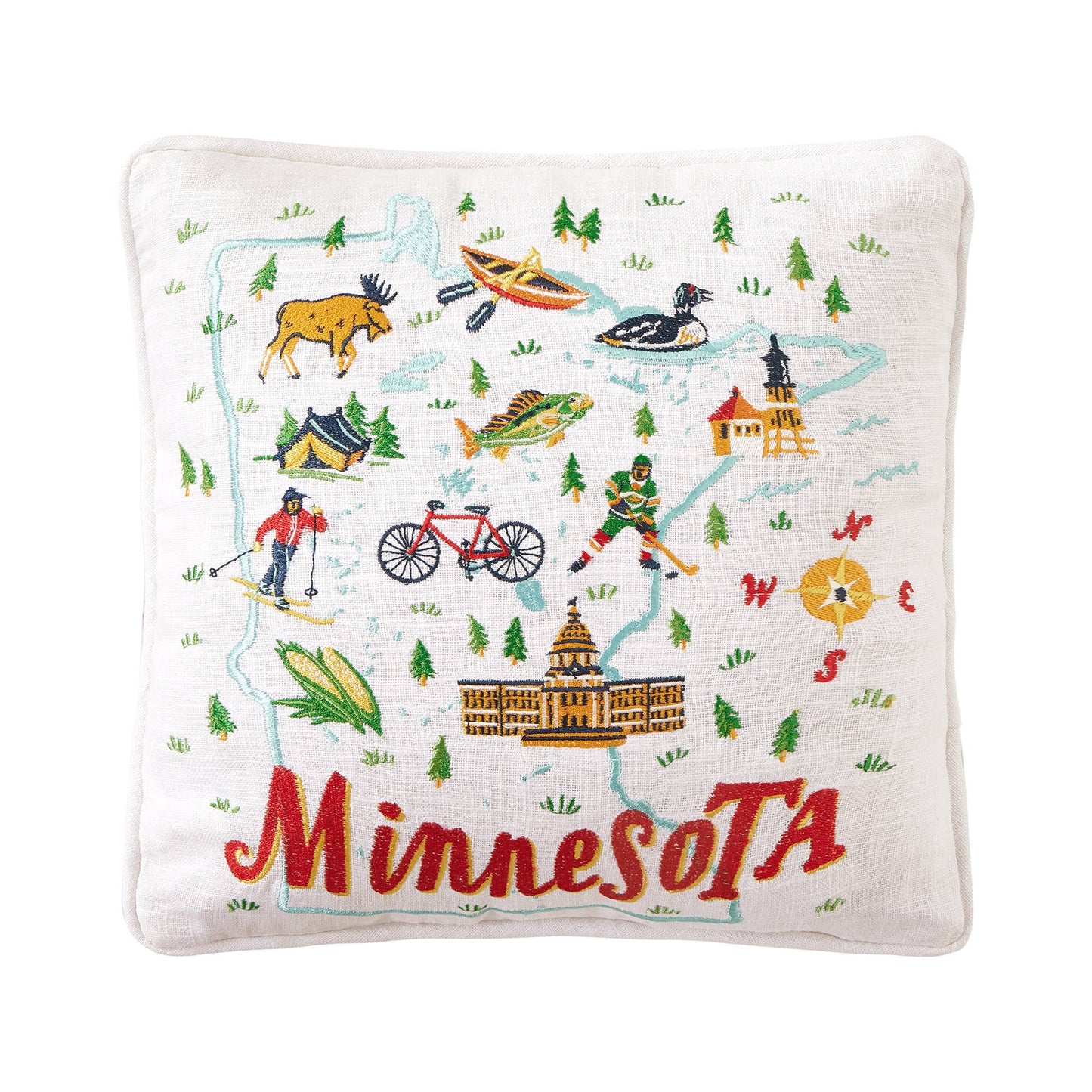 Minnesota Embroidered Pillow - Angela Staehling