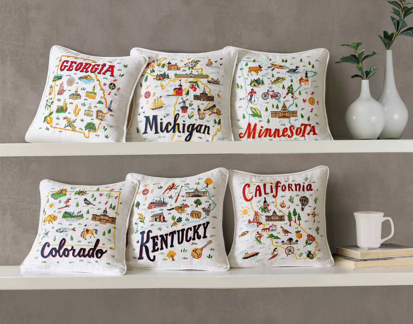 Minnesota Embroidered Pillow - Angela Staehling