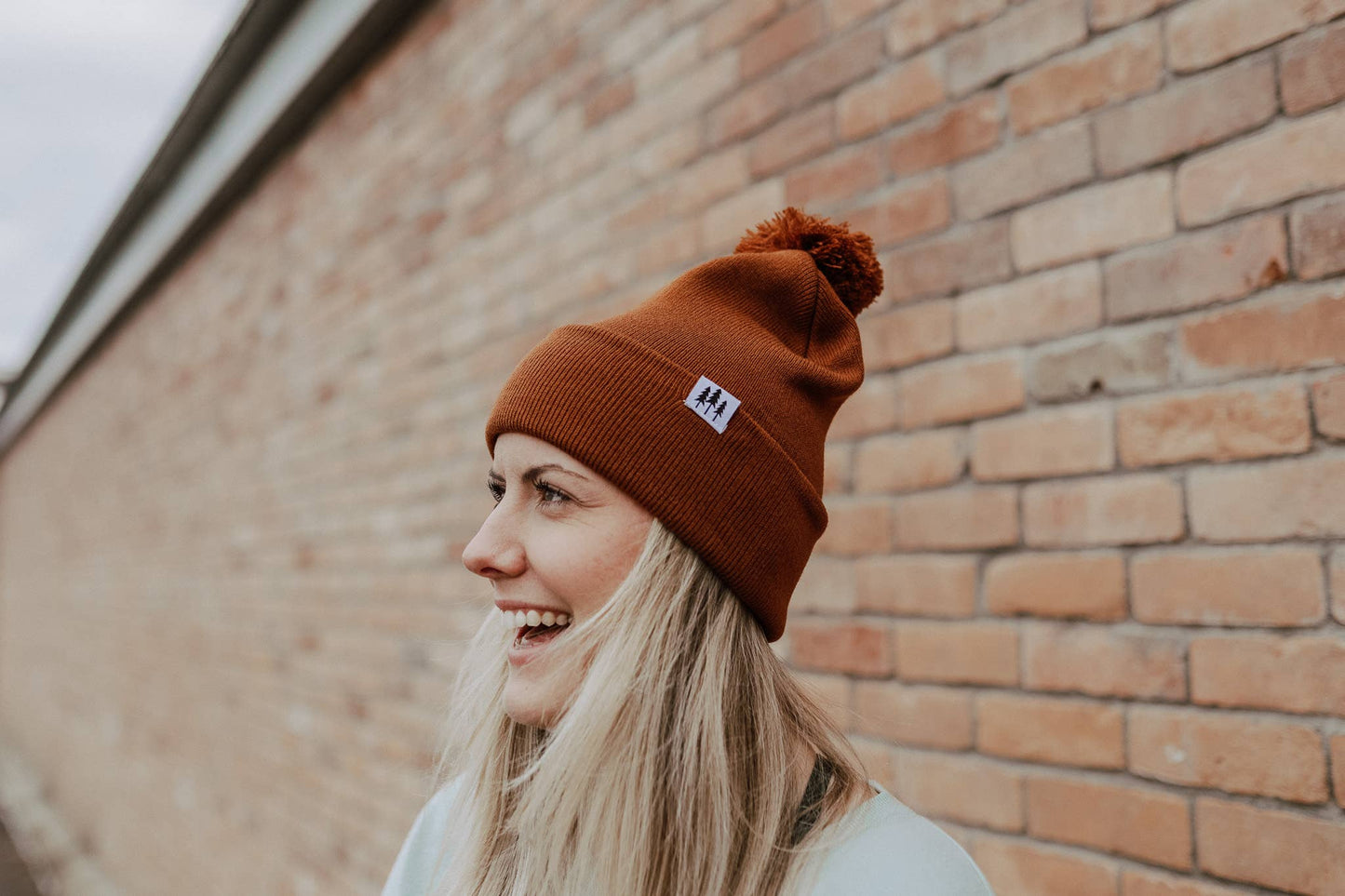 Three Tree Foldover Pom Beanie