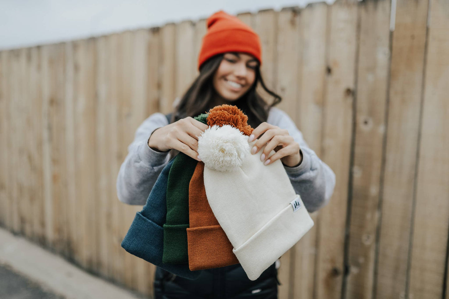 Three Tree Foldover Pom Beanie