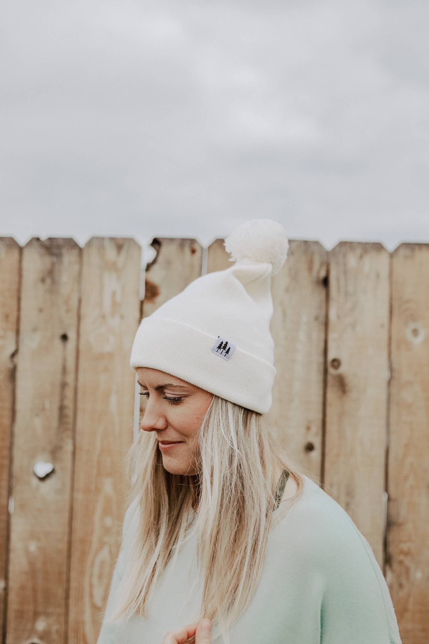 Three Tree Foldover Pom Beanie