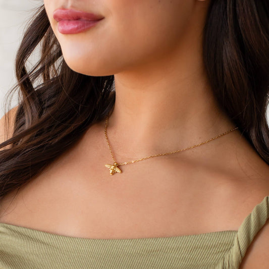 Luxe Gold Bee Pendant Necklace